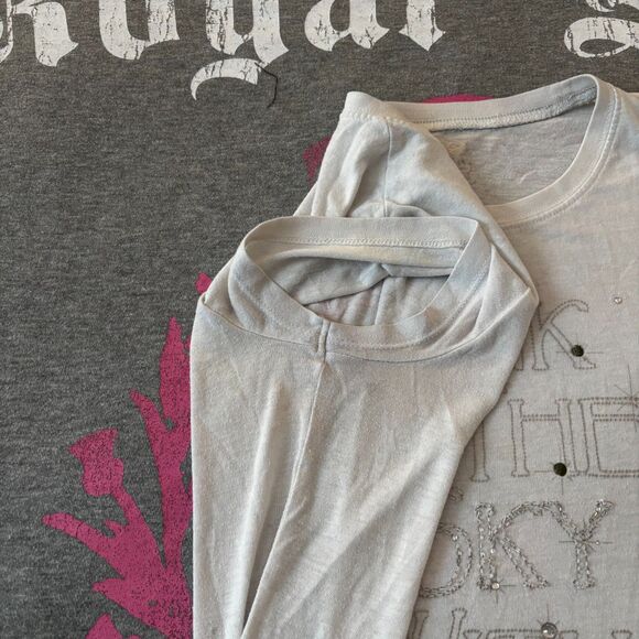 Vintage Y2K VS PINK Short Sleeve Tee PINK IN THE SKY WITH DIAMONDS Rhinestone LG - Picture 12 of 12